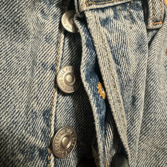 Free People “Brea” Women’s High Waist Cut Off Button-fly Denim Skirt 24R - Picture 3 of 13